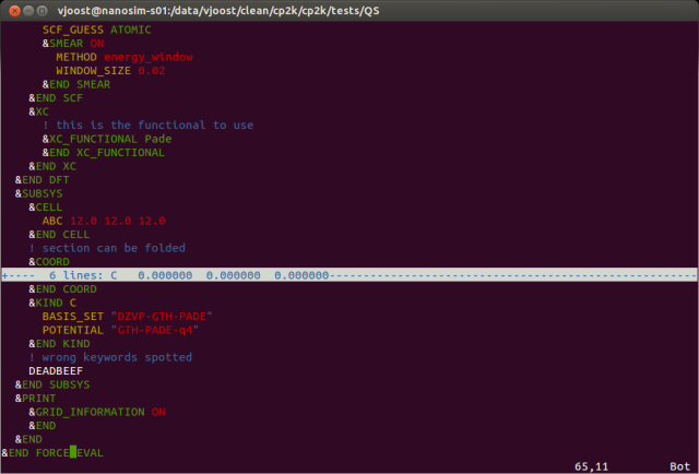   syntax highlighting and editing features for CP2K input files.